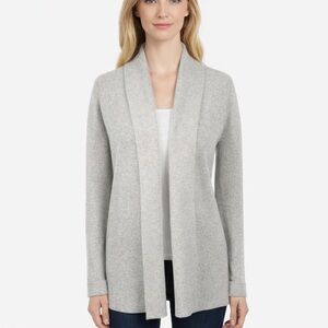 Max Studio 100% Cashmere Open Cardigan Sweater Check Print Beige Cozy Size XS